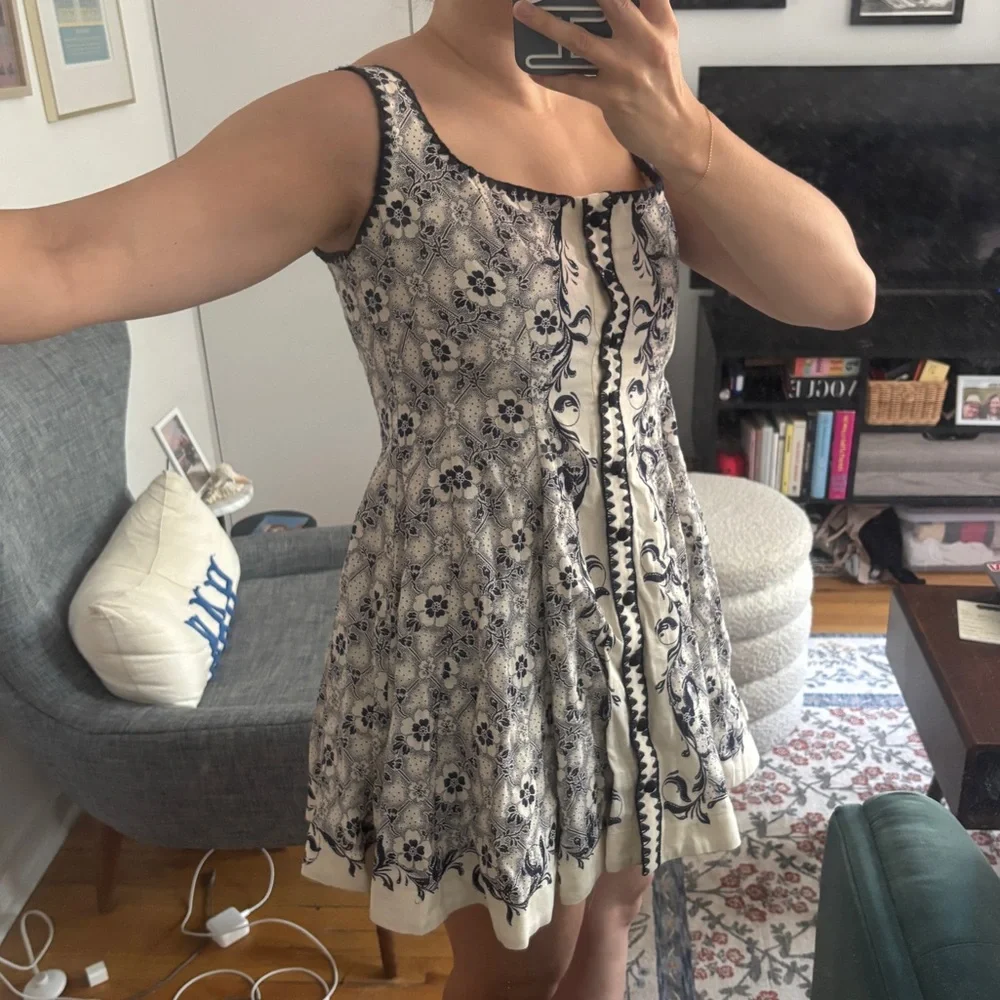 Alemais Cream and Navy Floral Mini Dress - Picture 8 of 8
